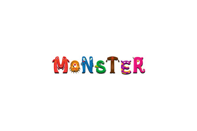 Monsters letter and word Monster print design