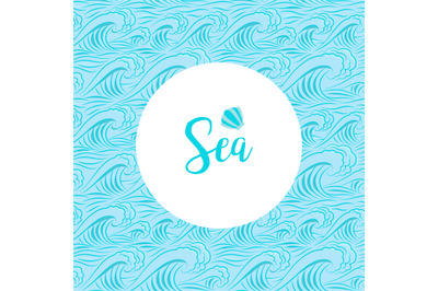 Sea typographic card with waves pattern