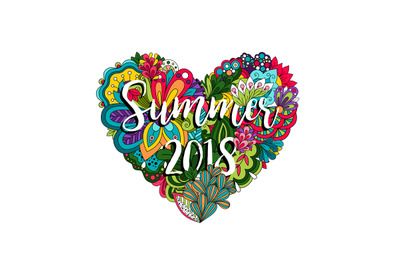 Flowers and heart summer 2018 illutration