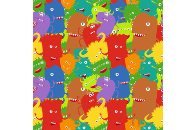 Cartoon crazy moster seamless pattern