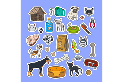 Cats and dogs colorful stickers