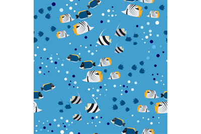 Fish and bubbles seamless pattern