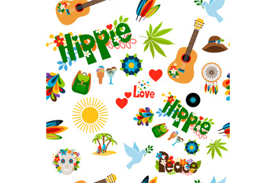 Hippie sign seamless pattern