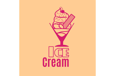 Ice cream orange vintage logo template