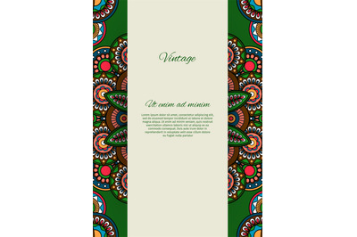 Vertical card design with paisley pattern