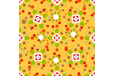 Geometric seamless pattern on yellow background