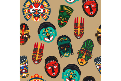 African mask seamless pattern