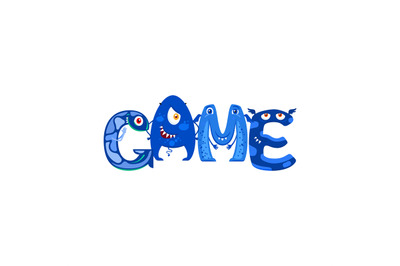 Blue Monsters letters in word Game