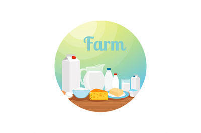 Farm with milk food circle icon