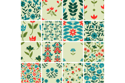 Seamless floral decorative patterns set