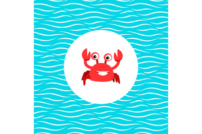 Sea card with crab in circle