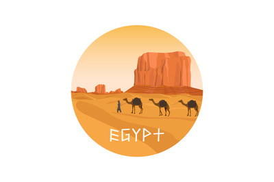 Circle icon with Egypt sahara desert