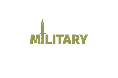 Military shop logo design with kinfe