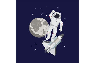 Astronaut in space with moon