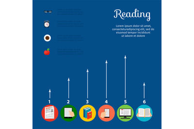 Reading infographic on the blue background