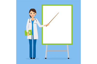 Doctor or nurse with flipchart board