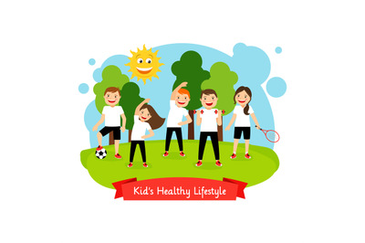 Kids healthy lifestyle illustration