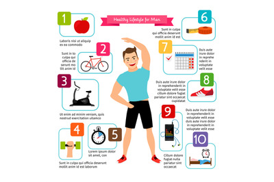 Man healthy lifestyle infographics