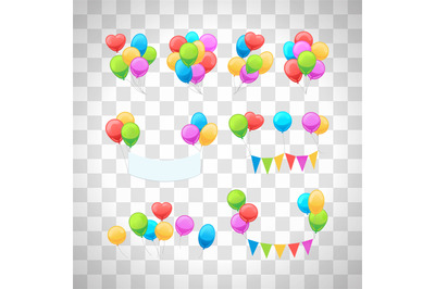 Glossy balloons set on transparent background