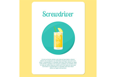 Screwdriver cocktail drink in circle icon