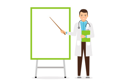 Doctor with flip chart board