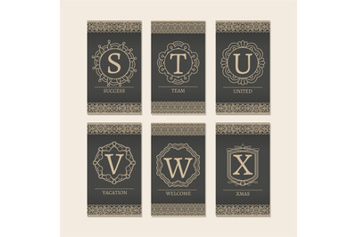 Cards set with monogram letters S-X