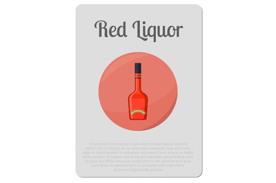 Red liquor alcohol sticker with bottle