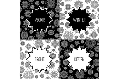 Frames set with snowflakes