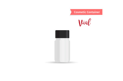 Cosmetic vial with black cap