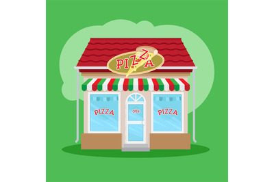 Pizza restaurant front view