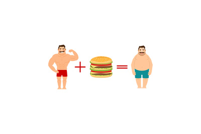 Equation with men and fast food