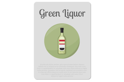 Green liquor alcohol bottle sticker