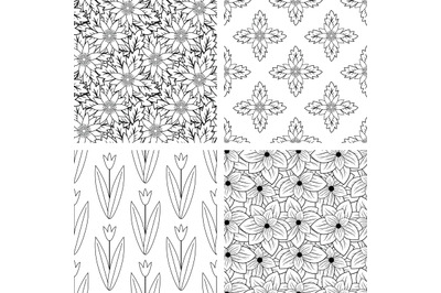 4 black/white floral patterns