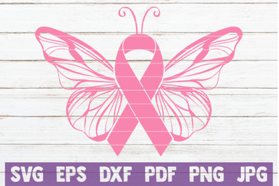 Butterfly Pink Ribbon SVG Cut File