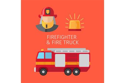 Firefighter and fire truck