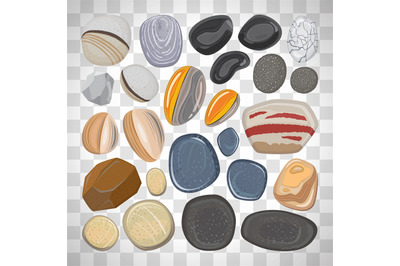 River stones on transparent background