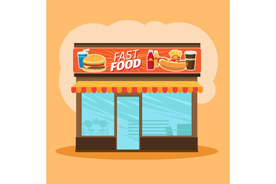 Fast food store front view