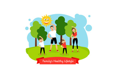 Familys healthy lifestyle illustration