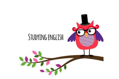 Clever Owl studying English banner