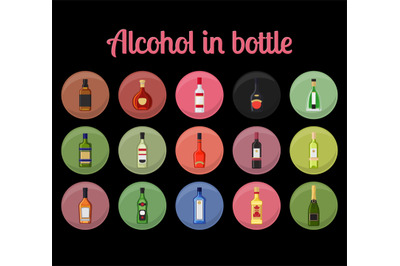 Alcohol in a bottle circle icons