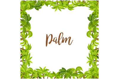 Beautiful palm tree green square frame