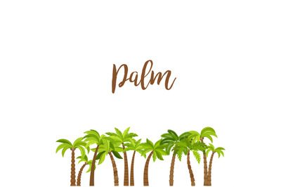 Cartoon colored palm trees forest