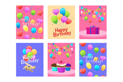 Happy birthday invitation cards set