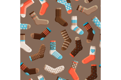 Colorful cartoon kids socks seamless pattern