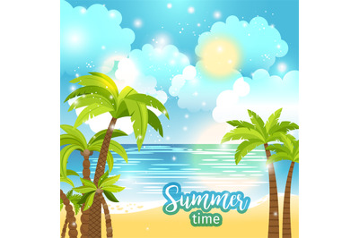 Summer time sea view vector background