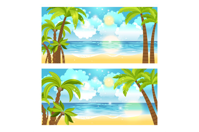 Summer time sea view banners set