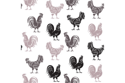 Roosters seamless pattern