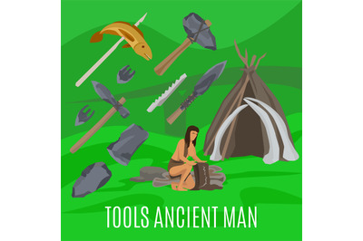 Ancient prehistoric concept with primitive tools