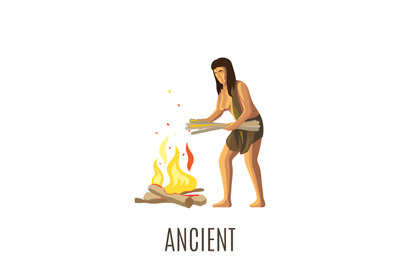 Ancient woman making fire