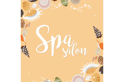 Spa salon background with sea shells